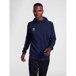 Bluza dresowa z kapturem i zamkiem błyskawicznym Hummel Authentic. Niebieskie bluzy Hummel, bez wzorów, z dresówki, z kapturem. Za 281.00 zł.