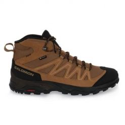 Buty do biegania męskie Salomon X Ward Leather Mid Gtx. Brązowe buty do biegania Salomon, bez wzorów, z gore-texu, za kostkę, bez zapięcia, do biegania, gore-tex. Za 716.00 zł.