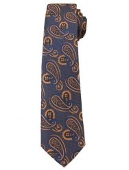 Granatowo-Pomarańczowy Elegancki Krawat w Łezki -ALTIES- 6 cm, Paisley, Męski. Niebieskie krawaty i muchy Alties, bez wzorów, z tkaniny. Za 49.00 zł.