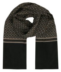Męski Szalik Elegancki Miękki, Dwustronny, Śliski - ALTIES - Czarny z Drobnym Wzorem. Czarne szaliki Alties, bez wzorów, z materiału. Za 55.00 zł.