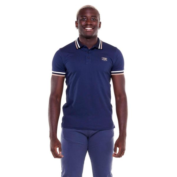 Koszulka polo z bawełna na co dzień na siłownię. Niebieskie koszulki polo LEONE 1947 APPAREL, bez wzorów, z bawełny, bez ramiączek, na fitness i siłownię. W wyprzedaży za 136.83 zł.