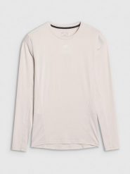 4F Longsleeve treningowy szybkoschnący męski - beżowy S. Brązowe koszulki z długim rękawem 4F, m, bez wzorów, z dzianiny, bez ramiączek. W wyprzedaży za 79.99 zł.