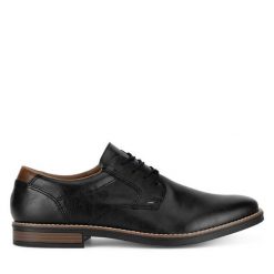 Półbuty Rieker. Czarne eleganckie półbuty Rieker, bez wzorów, bez obcasa, bez zapięcia. Za 269.99 zł.