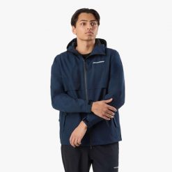 Kurtka przeciwdeszczowa Turystyka Męska Swedemount Tjörn oddychająca. Niebieskie kurtki SWEDEMOUNT, m, bez wzorów, bez kaptura. Za 329.99 zł.