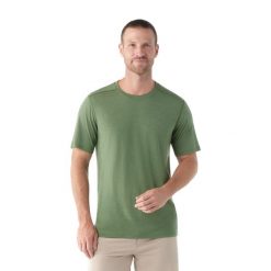 Koszulka termoaktywna męska Smartwool Merino. Zielone bielizna termoaktywna Smartwool, m, bez wzorów, z wełny, bez ramiączek, trekkingowe. Za 289.99 zł.