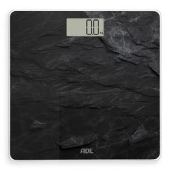 Waga łazienkowa, do 180 kg, 30 x 30 cm, łupkowy wzór, czarna. Czarne wagi łazienkowe ADE. Za 139.90 zł.